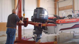 A man rotating a boat using the Capsizer 8000.
