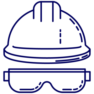 Safety hat and goggles.